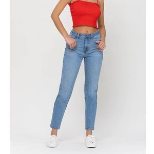 High rise slim straight jeans